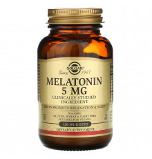 Мелатонин, Melatonin, Solgar, 5 мг, 120 таблеток для разжевывания