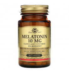 Мелатонин, Melatonin, Solgar, 10 мг, 60 таблеток