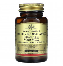 Вітамін В12 (метилкобаламін), Methylcobalamin (Vitamin B12), Solgar, сублінгвальний, 5000 мкг, 60 таблеток