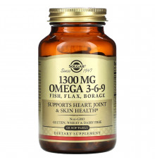Омега 3-6-9, Omega 3-6-9, Solgar, 1300 мг, 60 гелевых капсул