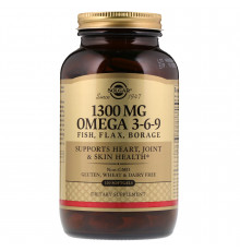 Омега 3-6-9, Omega 3-6-9, Solgar, 1300 мг, 120 гелевых капсул