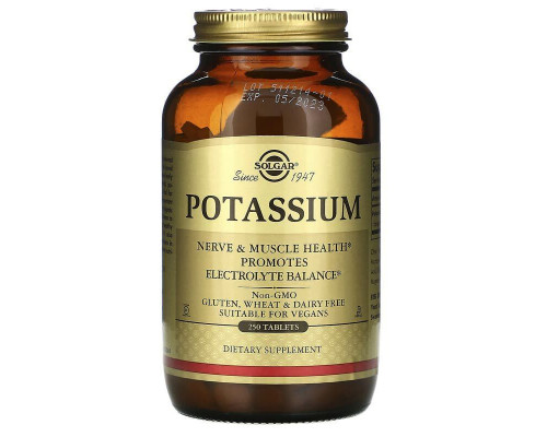 Калий, Potassium, Solgar, 250 таблеток