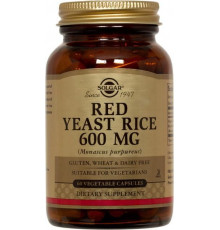 Червоний дріжджовий рис, Red Yeast Rice, Solgar, 600 мг, 60 вегетаріанських капсул
