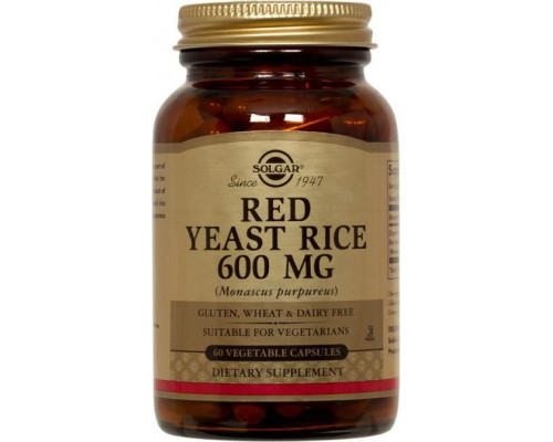 Червоний дріжджовий рис, Red Yeast Rice, Solgar, 600 мг, 60 вегетаріанських капсул