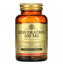 Ресвератрол (Resveratrol), Solgar, 100 мг, 60 вегетарианских капсул