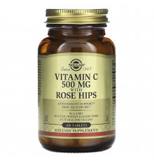 Витамин С с шиповником, Vitamin C, Solgar, 500 мг, 100 таблеток
