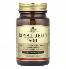 Маточне молочко, Royal Jelly, Solgar, "500", 60 гелевих капсул