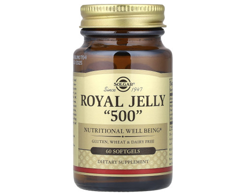 Маточне молочко, Royal Jelly, Solgar, "500", 60 гелевих капсул