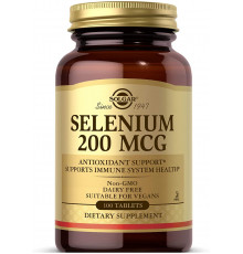 Селен, Selenium, Solgar, 200 мкг, 100 таблеток