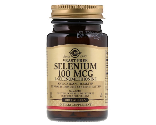 Селен без дрожжей, Selenium, Solgar, 100 мкг, 100 таблеток
