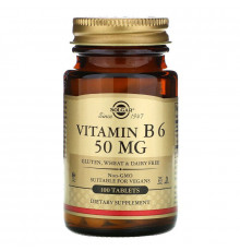 Витамин В6, Vitamin B6, Solgar, 50 мг, 100 таблеток