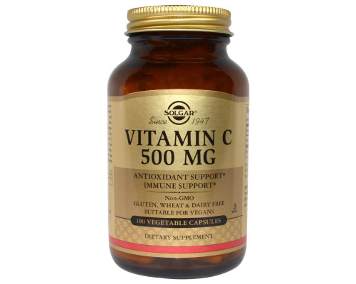 Витамин С, Vitamin C, Solgar, 500 мг, 100 капсул
