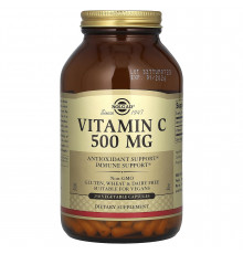 Вітамін С, Vitamin C, Solgar, 500 мг, 250 рослинних капсул