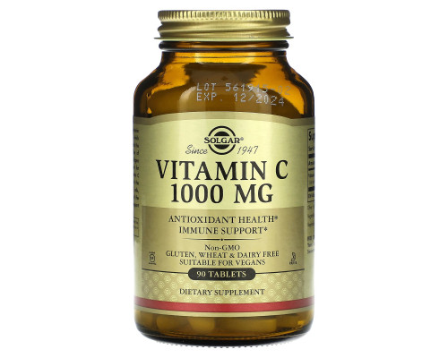 Витамин С, Vitamin C, Solgar, 1000 мг, 90 таблеток