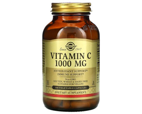 Витамин С, Vitamin C, Solgar, 1000 мг, 100 капсул