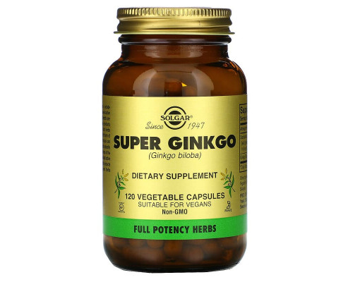Гинкго Билоба супер, Super Ginkgo, Solgar, 120 вегетарианских капсул