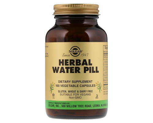 Мочегонное средство, Herbal Water Pill, Solgar, 100 капсул
