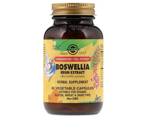 Босвелия (Boswellia Resin), Solgar, экстракт, 60 вегетарианских капсул
