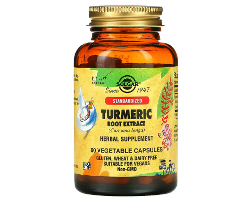 Куркума экстракт корня, Turmeric, Solgar, 60 вегетарианских капсул (400 мг в капсуле)