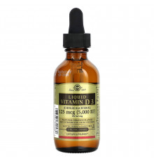 Вітамін D3, Liquid Vitamin D3, Solgar, 125 мкг (5000 МО), рідкий, смак апельсину, 59 мл