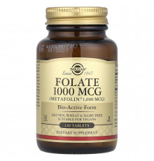 Фолат, Folate, Solgar, 1000 мкг, 120 таблеток