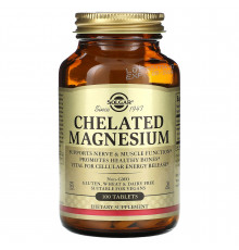 Магний хелат, Chelated Magnesium, Solgar, 100 таблеток