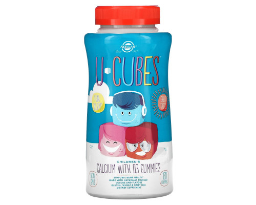 Кальций с витамином D3 для детей, U-Cubes, Children's Calcium With D3, Solgar, со вкусом клубники, 120 жевательных конфет