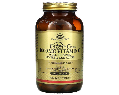Эстер-С плюс, Ester-C Plus, Solgar, витамин C, 1000 мг, 180 таблеток