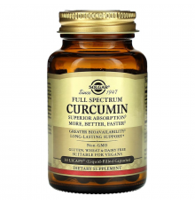Куркумин, Curcumin, Solgar, полный спектр, 30 гелевых капсул