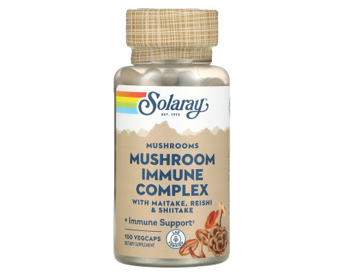 Грибной комплекс для иммунитета, Mushroom Immune Complex, Solaray, с майтаке, рейши и шиитаке, 600 мг, 100 вегетарианских капсул