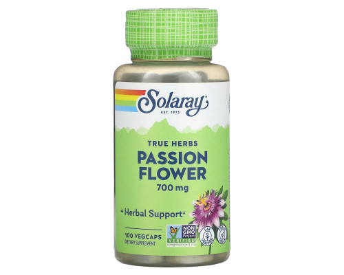 Пассифлора, Passion Flower, Solaray, 350 мг, 100 капсул