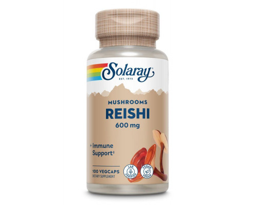 Грибы рейши,  Reishi Mushroom, Solaray, 600 мг, 100 растительных капсул