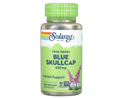 Шлемник, экстракт, Blue Skullcap, Solaray, для веганов, 425 мг, 100 капсул