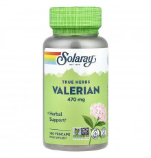 Валериана, Valerian, Solaray, 470 мг, 100 растительных капсул