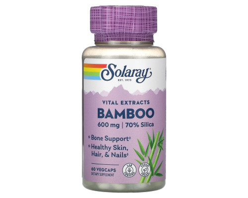 Бамбук, Bamboo, Solaray, экстракт стебля, 300 мг, 60 капсул