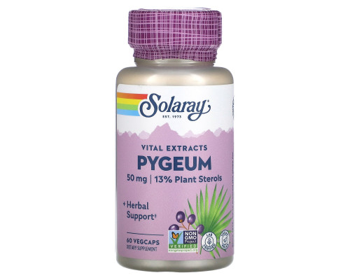 Пиджеум (африканская слива), Pygeum Africanum, Solaray, экстракт, 50 мг, 60 капсул