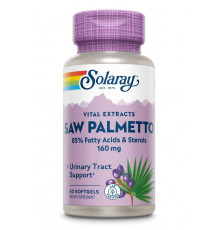 Со пальметто, экстракт ягод, Saw Palmetto, Solaray, 160 мг, 60 гелевых капсул