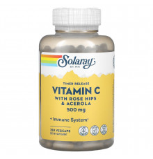 Витамин С, Timed Release Vitamin C, Solaray, 500 мг, 250 капсул