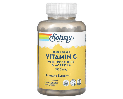 Витамин С, Timed Release Vitamin C, Solaray, 500 мг, 250 капсул