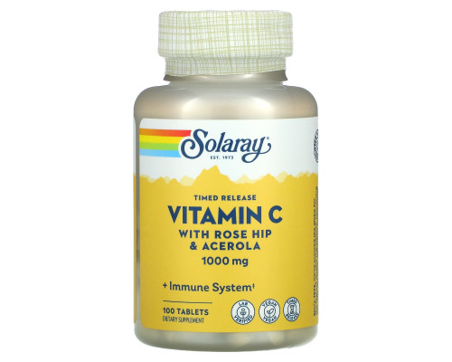 Витамин С, двухфазное высвобождение, Vitamin C, Solaray, 1000 мг, 100 таблеток