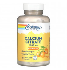 Цитрат кальция, Calcium Citrate, Solaray, 1000 мг, вкус апельсина, 60 жевательных таблеток