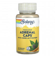 Здоровье надпочечников, Freeze-Dried Adrenal Caps, Solaray, с травами активаторами, 60 вегетарианских капсул