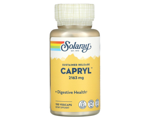 Каприловая кислота, Capryl, Solaray, постепенное высвобождение, 100 капсул