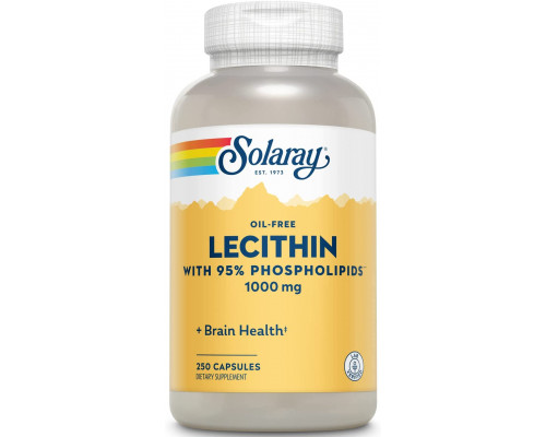 Лецитин из сои, Lecithin, Solaray, без масла, 500 мг, 250 капсул