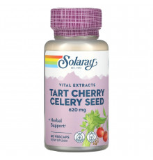 Экстракт вишни и семян сельдерея, Tart Cherry Celery Seed, Solaray, 620 мг, 60 вегетарианских капсул