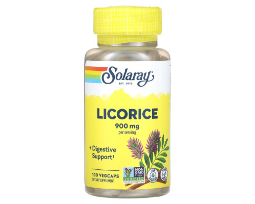 Корень солодки, Organically Grown Licorice, Solaray, 450 мг, 100 капсул