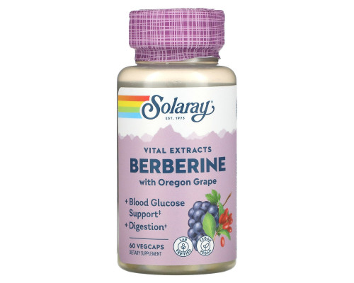 Берберин, Berberine, Solaray, экстракт корня, 60 капсул