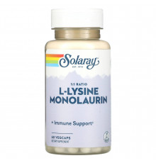 L-лизин монолаурин, L-Lysine Monolaurin, Solaray, 60 вегетарианских капсул