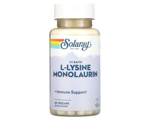 L-лизин монолаурин, L-Lysine Monolaurin, Solaray, 60 вегетарианских капсул