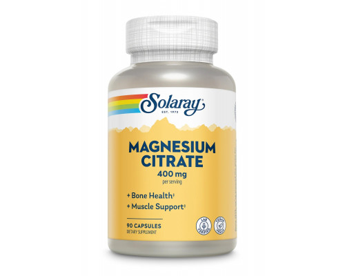 Магний цитрат, Magnesium Citrate, Solaray, 400 мг, 90 капсул